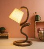 Beige Shade Study Lamp with Wood Base