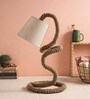 Beige Shade Study Lamp with Wood Base