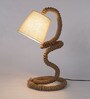 Beige Shade Study Lamp with Wood Base