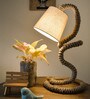 Beige Shade Study Lamp with Wood Base