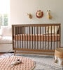 Beige Kids Abstract Cotton Satin Crib Bedsheet