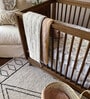Beige Kids Abstract Cotton Satin Crib Bedsheet