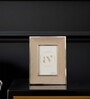 Beige Leather & Metal Weave Wall And Tabletop Photo Frame 4X6Inches
