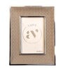 Beige Leather & Metal Weave Wall And Tabletop Photo Frame 4X6Inches