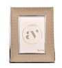 Beige Leather & Metal Weave Wall And Tabletop Photo Frame 4X6Inches