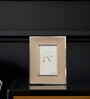 Beige Leather & Metal Weave Wall And Tabletop Photo Frame 4X6Inches