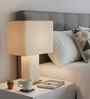 Beige Linen & metal Luxe Linen Majesty Table Lamp
