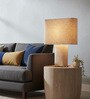 Beige Linen & metal Luxe Linen Majesty Table Lamp