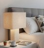 Beige Linen & metal Luxe Linen Majesty Table Lamp