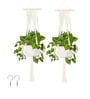 Beige Macrame Indoor and Handmade Hanging Rope Planter (Set of 2)