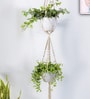 Beige Macrame Indoor and Handmade Hanging Rope Planter (Set of 2)
