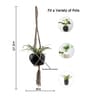 Beige Macrame Medium Hanging Rope Planter with Metal Black Pot (Set of 2)