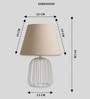 Beige Metal Cage Table Lamp With Cotton Fabric Shade   Minimalist Home Lighting