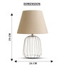 Beige Metal Cage Table Lamp With Cotton Fabric Shade   Minimalist Home Lighting