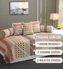 Beige Microfibre 240 TC 6 Pcs Diwan Set