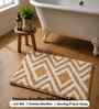 Beige Ziczac Microfibre 24X16 Inches Anti-Skid Bath Mat