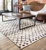 Beige Microfibre Geometric 4 x 6 Feet Hand Woven Carpet