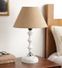 Exemplary Brown Natural Fiber Shade Night Lamp With Metal Base