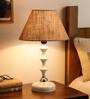 Exemplary Brown Natural Fiber Shade Night Lamp With Metal Base