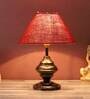 Beige Natural Fiber Shade Table Lamp With Copper Base