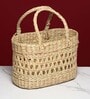 Beige Natural Fibre Hamper Fruit Basket- Oval Jali