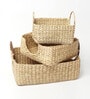 Beige Natural Fibre Set of 3 Basket