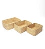 Beige Natural Fibre Set of 3 Organiser Tray and Storage Basket