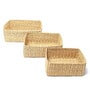 Beige Natural Fibre Set of 3 Organiser Tray and Storage Basket