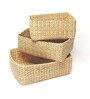 Beige Natural Fibre Set of 3 Organiser Tray and Storage Basket