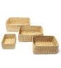 Beige Natural Fibre Set of 4 Organiser Tray and Storage Basket