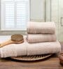 Beige Plain TC Cotton 1 Bath Towel with 2 Hand Towel and 1 Box