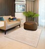 Beige Plain Solids Wool 5 x 7 Feet Machine Made Carpet