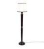 White Fabric Shade Floor Lamp with Brown Base
