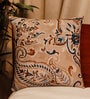 Beige Traditional Poly Canvas 16 x 16 Inches Cushion Cover