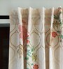 Beige Polycanvas Floral 7ft Blackout Fabric Loops Door Curtain