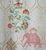 Beige Polycanvas Floral 7ft Blackout Fabric Loops Door Curtain