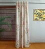Beige Polycanvas Floral 7ft Blackout Fabric Loops Door Curtain