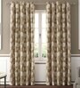 Beige Floral Poly Cotton 7 Ft Semisheer Eyelet Door Curtains (Set of 2)