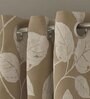 Beige Floral Poly Cotton 7 Ft Semisheer Eyelet Door Curtains (Set of 2)