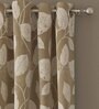 Beige Floral Poly Cotton 7 Ft Semisheer Eyelet Door Curtains (Set of 2)