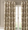 Beige Floral Poly Cotton 7 Ft Semisheer Eyelet Door Curtains (Set of 2)