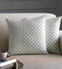 Beige Geometric PolyCotton 16 x 16 Inches Cushion Cover