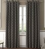 Beige Geometric Poly Cotton 7 Ft Semisheer Eyelet Door Curtains (Set of 2)