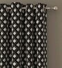 Beige Geometric Poly Cotton 7 Ft Semisheer Eyelet Door Curtains (Set of 2)