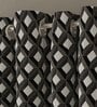 Beige Geometric Poly Cotton 7 Ft Semisheer Eyelet Door Curtains (Set of 2)