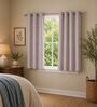 Beige Polycotton Textured 5ft Regular Eyelet Window Curtains (2 Pc)