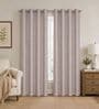 Beige Polycotton Textured 9ft Regular Eyelet Long Door Curtains (2 Pc)