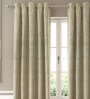 Beige Traditional Poly Cotton 7 Ft Semisheer Eyelet Door Curtains (Set of 2)