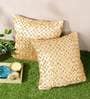 Beige Chenille Geometric 16x16 inches Cushion Cover (2Pc)