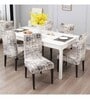 Beige Polyester Abstract Stretchable Chair Covers (Pack of 2)